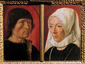 Retrato de un hombre y su esposa. Representación de una pareja (retrato doble). Pintura del Maestro De Saint Gilles (activo entre 1490-1510), escuela francesa. de Master of Saint Giles