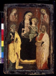 "Madonna and Child Enthroned with Saints Peter and Paul" (Madonna and Child Enthroned with Saints Peter and Paul) Pintura sobre madera del maestro de San Jacopo en Muciano (siglo XV) Museo Pushkin, Moscú de Master of San Jacopo a Mucciana