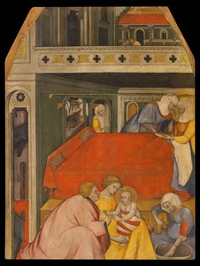 El nacimiento de la Virgen (pintura sobre madera) de Master of San Lucchese