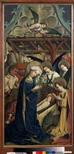 "La Natividad" Pintura sobre madera del maestro del castillo de Lichtenstein (siglo XV) ca. 1440 Museo Pushkin, Moscú