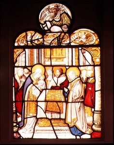 La Presentación en el Templo; ventana de la Abadía Cisterciense de Mariawald, Eifel de Master of St. Severin