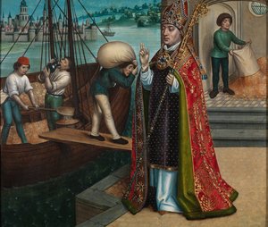 El milagro del grano, del Retablo de San Nicolás, c.1486-93 (óleo sobre tabla)
