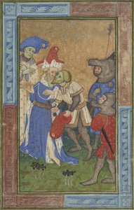 Escena de asesinato Ms B.11.7, c.1420 de Master of Trinity College