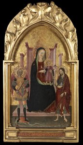 Virgen y el Niño entronizados con San Miguel y San Juan Bautista, c.1440-70 de Master of the Arcetri Altarpiece