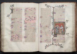 El misal de Gotha: Fol. 107v, texto, c. 1375 de Master of the Boqueteaux