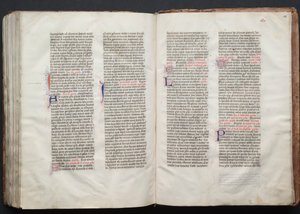 El misal de Gotha: Fol. 156r, texto, c. 1375 de Master of the Boqueteaux