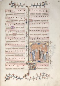El Misal de Gotha: Fol. 61r, Un sacerdote cantando el oficio, c. 1375