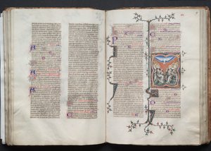 El Misal de Gotha: Fol 79r, El Pentecostés, c. 1375 de Master of the Boqueteaux