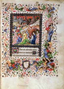 Add 29433 f.67 Adoración del Niño, de un Libro de Horas, c.1407 (vitela) de Master of the Brussels Initials