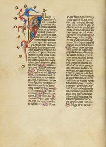 Inicial I: San Juan Evangelista de Master of the Brussels Initials