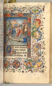 Horas de Carlos el Noble, Rey de Navarra 1361-1425: fol. 179r, Cristo Clavado en la Cruz, c. 1 de Master of the Brussels Initials and Associates