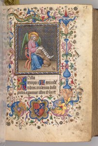 Horas de Carlos el Noble, Rey de Navarra 1361-1425: fol. 27r, San Marcos, c. 1405 de Master of the Brussels Initials and Associates