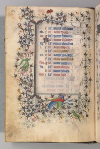 Horas de Carlos el Noble, Rey de Navarra 1361-1425: fol. 2v, Febrero, c. 1405 de Master of the Brussels Initials and Associates