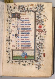 Horas de Carlos el Noble, Rey de Navarra 1361-1425: fol. 4r, Abril, c. 1405 de Master of the Brussels Initials and Associates