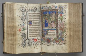 Horas de Carlos el Noble, Rey de Navarra 1361-1425: fol. 87v, Texto, c. 1405 de Master of the Brussels Initials and Associates