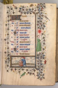 Horas de Carlos el Noble, Rey de Navarra 1361-1425: fol. 8r, agosto de Master of the Brussels Initials and Associates