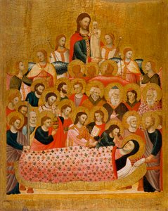 "La Dormición de la Virgen" La Dormición de la Virgen - Pintura del Maestro de la Madonna Cini (activo hacia 1330) - ca 1330 - Temple sobre tabla - 50,3x41,2 - Museu Nacional d