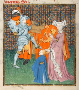 Harley 4431, f.135v Detalle de Héctor y Andrómaca, de 