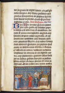Algodón Tiberio B. VIII f.50r El Rey transmitiendo la espada al Senescal (Duque de Anjou), del 