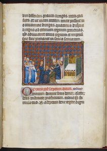 Algodón Tiberio B. VIII f.58r El Rey recibiendo el cetro y la virga (