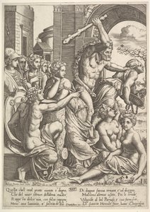 Envidia o Avaricia siendo expulsada del templo de las Musas por Hércules de Master of the Die