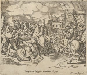 Speculum Romanae Magnificentiae: La Victoria de Escipión [sobre Sifax], siglo XVI de Master of the Die