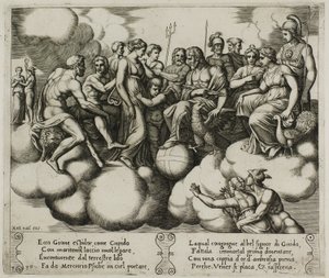 Venus y Cupido Suplicando su Causa ante Júpiter y Otros Dioses de Master of the Die