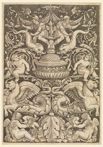 Grotesco con delfines y leones alados de Master of the Die, Italian or German, 1530 1560