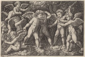 Putti Jugando de Master of the Die after Raphael