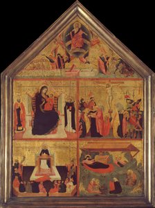 El Juicio Final, La Virgen y el Niño con un obispo-santo y San Pedro Mártir..., ca. 1325 de Master of the Dominican Effigies