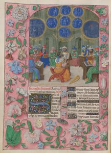 David y los cantores del Templo.
El Salterio. David y los cantores del Templo. Los cantores llevan flores alegóricas, bajo visiones de la Pasión, los sufrimientos de los mártires y la destrucción de Jerusalén. El arpa de David descansa a su lado. de Master of the Dresden Prayer Books
