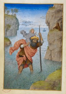 San Cristóbal llevando al Niño Jesús. de Master of the Dresden Prayer Books