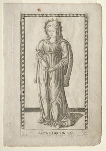 Aritmética del Tarocchi, serie C: Artes Liberales, #25, antes de 1467 de Master of the E Series Tarocchi