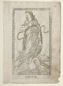 Clio historia de la serie Tarocchi D: Apolo y las Musas, #19, antes de 1467 de Master of the E Series Tarocchi