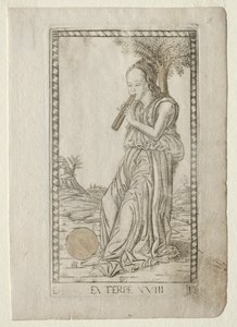 Euterpe música, poesía lírica de la serie Tarocchi, antes de 1467 de Master of the E Series Tarocchi