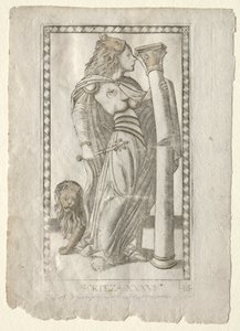 Forteza de los Tarocchi, serie B: Principios Cósmicos y Virtudes, #36, antes de 1467 de Master of the E Series Tarocchi
