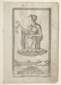 Geometría de los Tarocchi, serie C: Artes Liberales, #24, antes de 1467 de Master of the E Series Tarocchi
