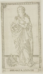 Esperanza, lámina 39 de Genios y Virtudes de Master of the E Series Tarocchi