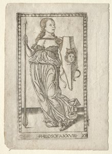 Filosofía de los Tarocchi, serie C: Artes Liberales, #28, antes de 1467 de Master of the E Series Tarocchi