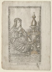 Poesía del Tarocchi, serie C: Artes Liberales, #27, antes de 1467 de Master of the E Series Tarocchi
