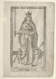 Retórica de los Tarocchi, serie C: Artes Liberales, #23, antes de 1467 de Master of the E Series Tarocchi