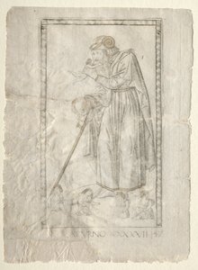 Saturno de los Tarocchi, serie A: Firmamentos del Universo, #47, antes de 1467 de Master of the E Series Tarocchi