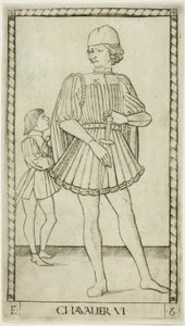 El caballero, placa seis de Las filas y condiciones de los hombres de Master of the E Series Tarocchi