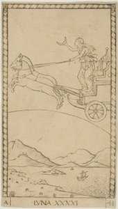 La Luna, lámina 41 de Planetas y Esferas de Master of the E Series Tarocchi