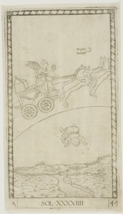 El Sol, lámina 44 de Planetas y Esferas de Master of the E Series Tarocchi