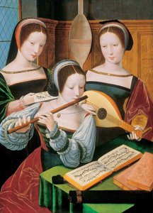Holandés: Musicerend gezelschap Female Musicians / Tres señoras tocando música de Master of the Female Half Lengths