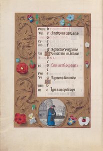 Horas de la Reina Isabel la Católica, Reina de España: Fol. 2v, Enero - Paisaje Nevado, c. 1500