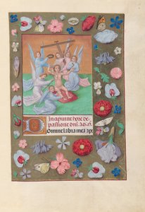 Horas de la Reina Isabel la Católica, Reina de España:  Fol. 50r, Cristo Niño con Instrumentos de la Pasión
