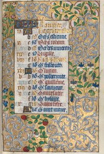 Libro de Horas Uso de Rouen: fol. 1r, Elaborado Borde Foliado, c. 1470 de Master of the Geneva Latini