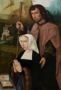 Detalle de la tabla derecha de la Virgen y el Niño con Santa Catalina y Santa Bárbara, c.1520-25 (óleo sobre tabla) de Master of the Holy Blood